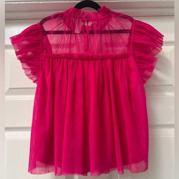 Joie Size XS Hot Pink Tulle Blouse - Picture 3 of 5